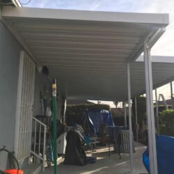 patio with aluminum awning - custom awnings - custom awnings near me - custom awnings for decks - custom awnings for business - custom door awnings near me - spear awnings - aluminum awnings - dome awnings